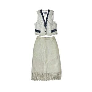 1970's Pioneer Wear Suede Leather Vest,Skirt 2 Piece